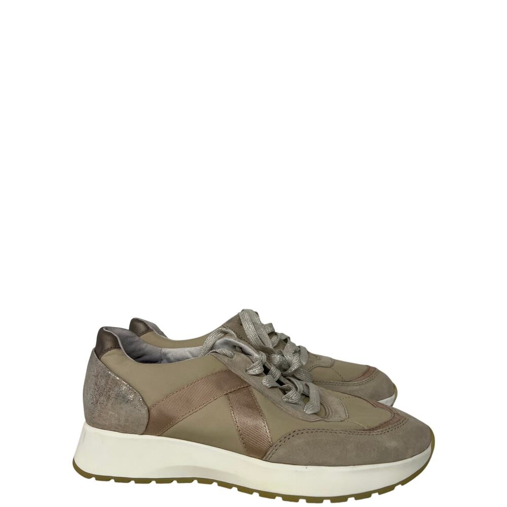 Munro sz8 gold cream Piper Women''s White Sneakers silver metallic shoe